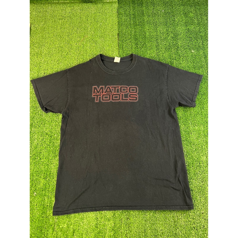 Matco Tools Mens Black Graphic T-Shirt Engine Back Print LG Gildan Ultra Cotton
